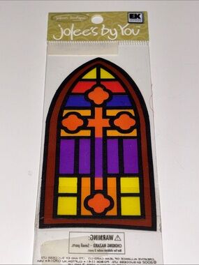 Jolee's By You Stained Glass Church Window EMBELLISHMENT - Purple, Yellow, Orang